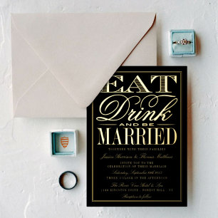 Invitation En Aluminium Eat, Drink & Be Married Modern Wedding Real