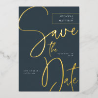 Économie de date moderne calligraphie bleu sarcell