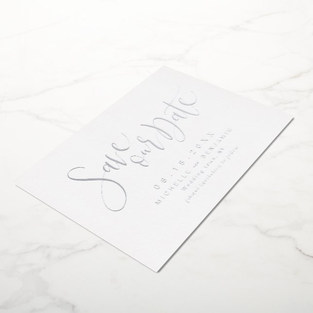 Invitation En Aluminium Économie moderne de script simple argent Date (Rotation)