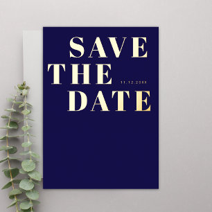 Invitation En Aluminium Économisez la date de mariage minimaliste gras ble