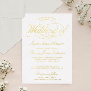 Invitation En Aluminium Écriture dorée chic pour un vrai mariage