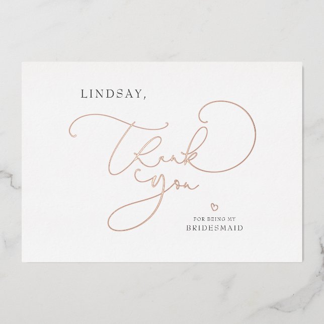 Invitation En Aluminium Éditable Couleur Cute Script Bridesmaid Merci (Recto)