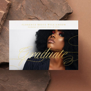 Invitation En Aluminium Editable Photo College Graduation GOLD