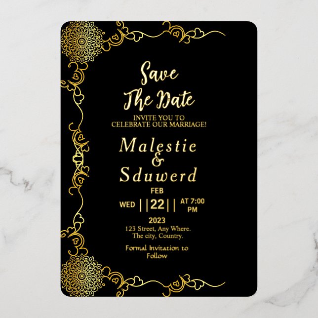 Invitation En Aluminium Effacer Acrylique Mariage Luxe Enregistrer la date (Recto)