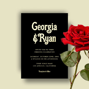 Invitation En Aluminium Éffrayant minimaliste noir gothique Mariage d'Hall