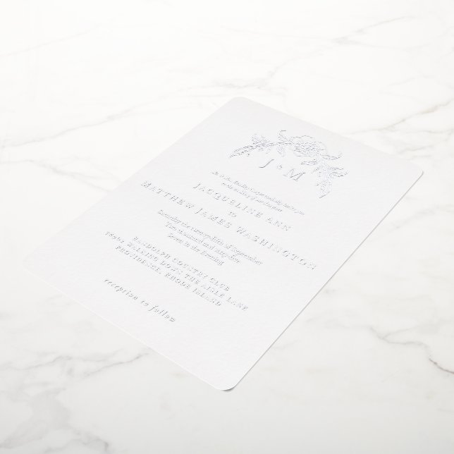 Invitation En Aluminium Élégance blanche simple Vintage Argent (Rotation)