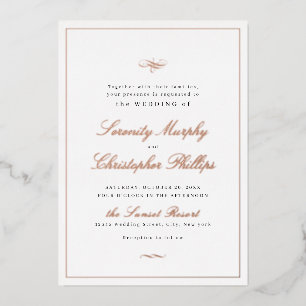 Invitation En Aluminium Élégance Classique Script Rose Or Simple Mariage F