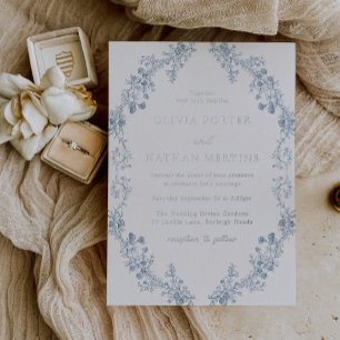 Invitation En Aluminium Élégance Florale Moderne Vintage Mariage Argent