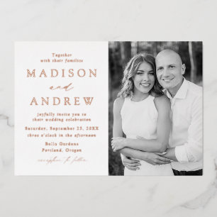 Invitation En Aluminium Élégance Moderne Photo Mariage