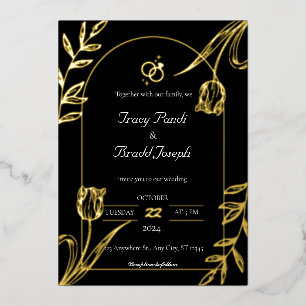 Invitation En Aluminium Élégance opulente : Mariage noir et or