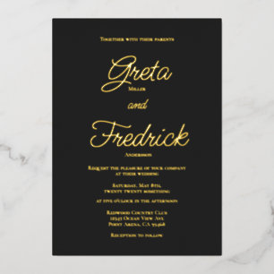 Invitation En Aluminium Élégance simple intemporelle or mat noir Mariage