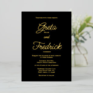 Invitation En Aluminium Élégance simple intemporelle or Script Mariage noi