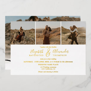 Invitation En Aluminium Elégant 4 Photos script moderne mariage noir blanc