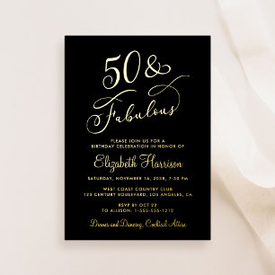 Invitation En Aluminium Élégant 50 ans et fabuleux Fête d'anniversaire noi