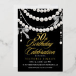 Invitation En Aluminium  Elegant 50th Birthday Party Black & White Gold<br><div class="desc">Stylish modern Birthday party invitation. Elegant handwritten calligraphy combined with a modern font on a dark black background complement each other and look harmonious at the same time.</div>