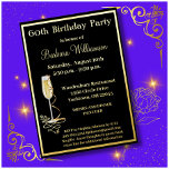 Invitation En Aluminium Élégant 60 Soixante Anniversaire VRAI Or<br><div class="desc">Nouveau et unique — touches de REAL Gold Foil sur cette élégante invitation de fête du 60e anniversaire qui est facilement converti au travail pour n'importe quel âge. Il présente les touches de papier doré avec le verre de champagne en guise de touche supplémentaire et il ya beaucoup à personnaliser...</div>