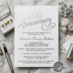 Invitation En Aluminium Élégant 60e Anniversaire de Mariage Diamant Réel