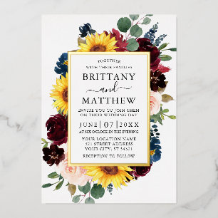 Invitation En Aluminium Élégant aquarelle floral mariage or