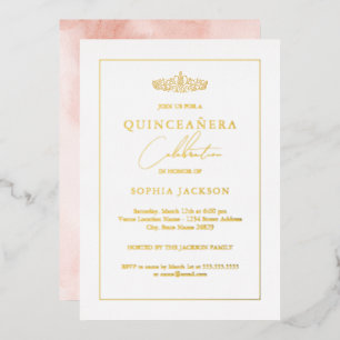 Invitation En Aluminium Elégant aquarelle or Quinceanera Anniversaire 