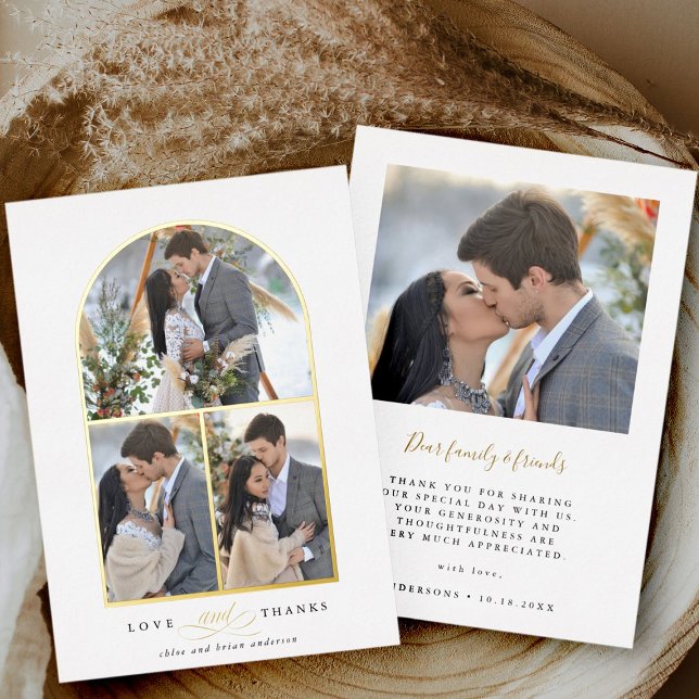 Invitation En Aluminium Elegant Arch Amour & Remerciements Photo Mariage R (Front & Back)