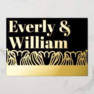 Invitation En Aluminium Élégant Art Déco Moderne Floral Or Mariage