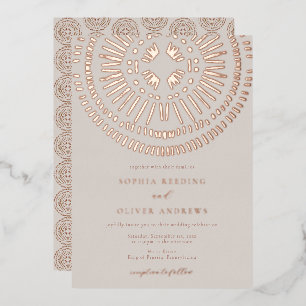 Invitation En Aluminium Élégant Art Déco Tropical Mariage Aquarelle