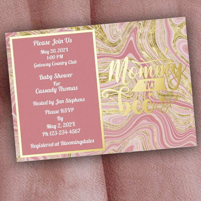 Invitation En Aluminium Élégant Baby shower en marbre rose Or (Créateur téléchargé)