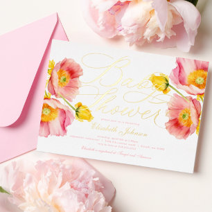 Invitation En Aluminium Élégant Baby shower floral rose pâle