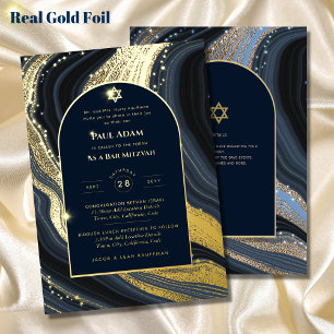 Invitation En Aluminium Élégant Bar Mitzvah BAT MITZVAH Marine Agate