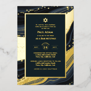 Invitation En Aluminium Élégant Bar Mitzvah BAT MITZVAH Marine Agate