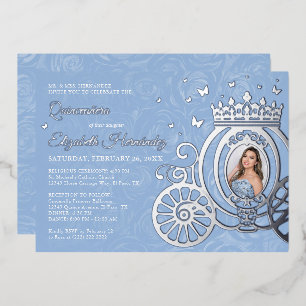 Invitation En Aluminium Élégant bébé bleu Quinceanera Princesse Photo Phui