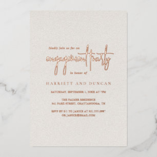 Invitation En Aluminium Élégant Beige Neutre Engagement Rose Gold