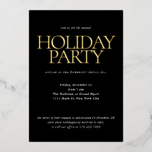 Invitation En Aluminium Elégant Black Corporate Company Holiday Party Gold