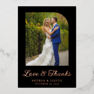 Invitation En Aluminium Elégant Black & Rose Gold Photo Mariage