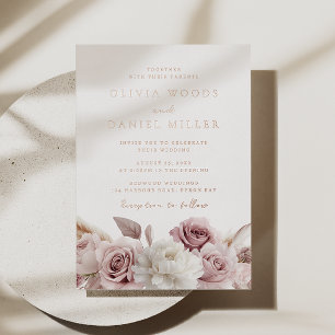 Invitation En Aluminium Elégant Blush Dusty Rose Mariage Rose Or