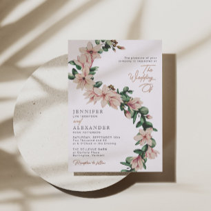 Invitation En Aluminium Elégant Blush Floral Eucalyptus Mariage or Rose