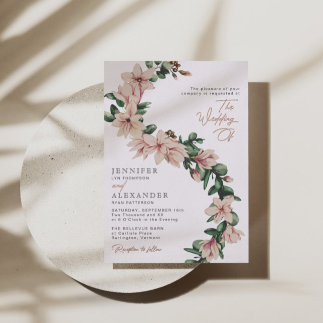 Invitation En Aluminium Elégant Blush Floral Eucalyptus Mariage or Rose (Créateur téléchargé)