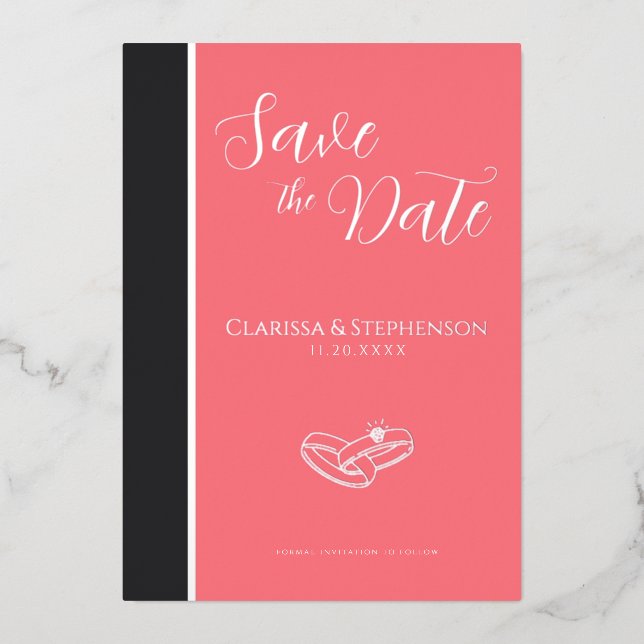 Invitation En Aluminium Elegant Blush Pink Anthracite Save The Date (Recto)