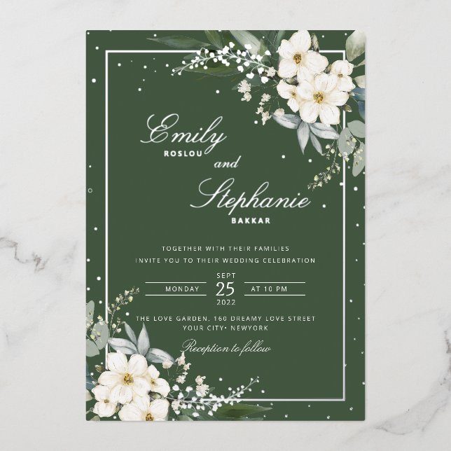 Invitation En Aluminium Elégant Boho Aquarelle Floral Black Gold Mariage (Recto)