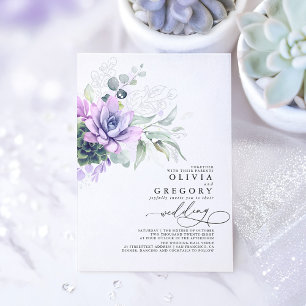 Invitation En Aluminium Elégant Boho Succulents Mariage de verdure argent