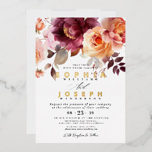 Invitation En Aluminium Élégant bouquet floral de mariage à l'aquarelle en