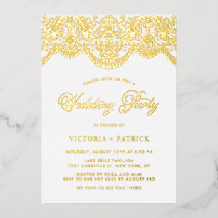 Invitation En Aluminium Elégant Brocade Lace Photo Party Wedding