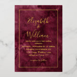 Invitation En Aluminium Elegant Burgundy and Gold Watercolor Wedding<br><div class="desc">Belle aquarelle peinte à la main arrière - plan bordeaux et véritable feuille d'or faire-part de mariage. Personnalisable !</div>