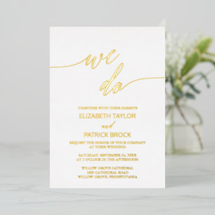Invitation En Aluminium Élégant calligraphie de papier d'or Nous faisons m