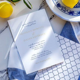 Invitation En Aluminium Elégant carrelage italien Mariage bleu & or