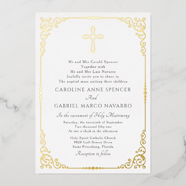 Invitation En Aluminium Elegant Catholic Mass Wedding (Recto)