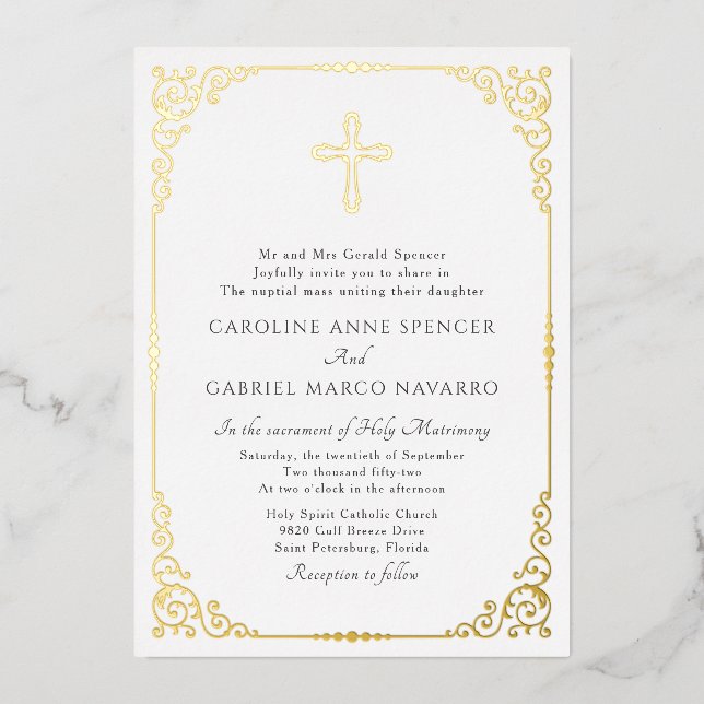 Invitation En Aluminium Elegant Catholic Mass Wedding (Recto)