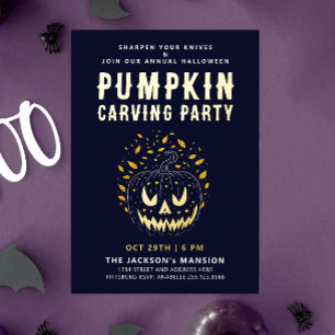 Invitation En Aluminium Elégant Citrouille de nuit d'Halloween Éffrayant