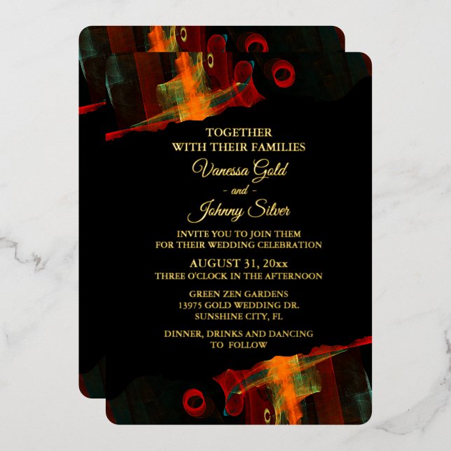 Invitation En Aluminium Elegant Classic Modern Trendy Pattern #903 Wedding (Recto/Verso)