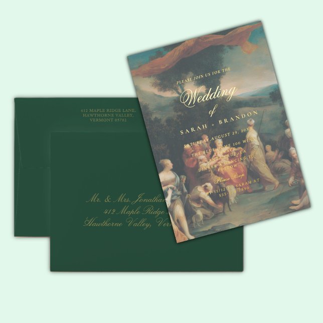 Invitation En Aluminium Elegant Classic Old painting Wedding (Créateur téléchargé)